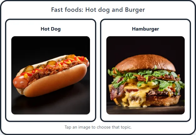 Fast foods: Hot dog and Burger