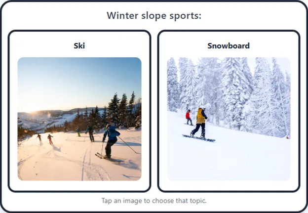 Winter slope sports: Ski and Snowboard